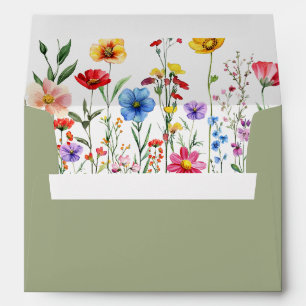 Colourful Wildflower Baby in Bloom Sage Green Envelope