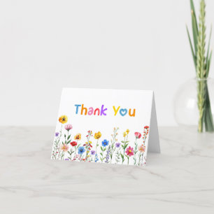 Colourful Wildflower Baby in Bloom Thank You Card 