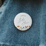 Colourful Wildflower Baby Shower<br><div class="desc">This colourful wildflower baby shower button is perfect for your simple, whimsical, boho rainbow summer baby shower. The bright, enchanted pink, yellow, orange, and gold colour florals give this product the feel of a minimalist, elegant, vintage hippie spring garden. The modern design is artsy and delicate, portraying a classic earthy...</div>