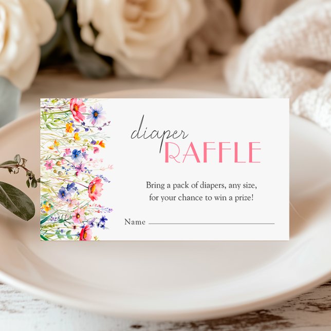 Colourful Wildflower Baby Shower Diaper Raffle Enclosure Card (Creator Uploaded)