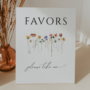 Colourful Wildflower Baby Shower Favours Pedestal Sign