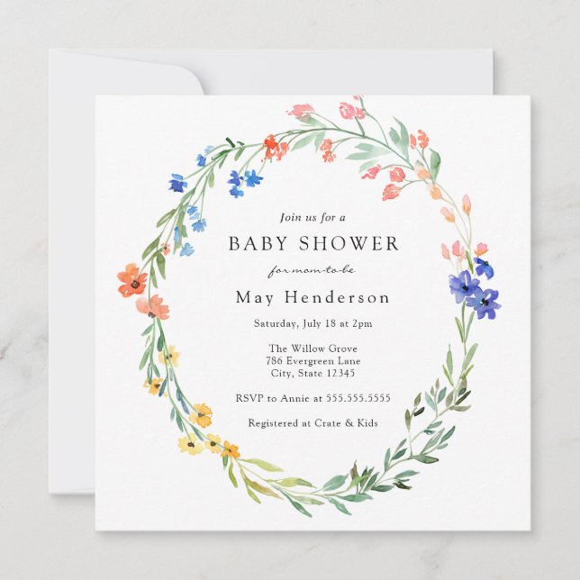 Colourful Wildflower Baby Shower Invitation (Front)