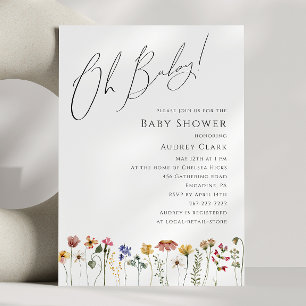 Colourful Wildflower Baby Shower Oh Baby! Invitation
