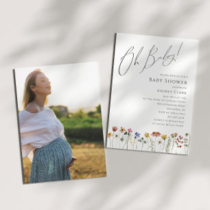 Colourful Wildflower Baby Shower Oh Baby! Photo Invitation