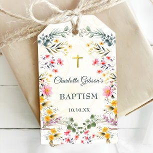 Colourful Wildflower Baptism Gift Tags
