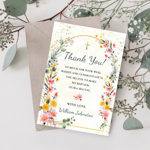 Colourful Wildflower Baptism Thank You Card
