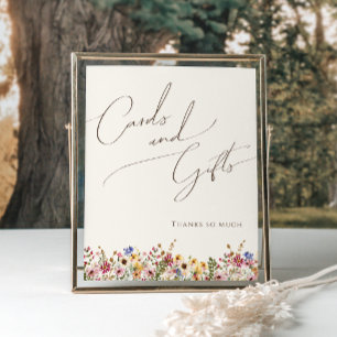Colourful Wildflower Beige Cards and Gifts Sign