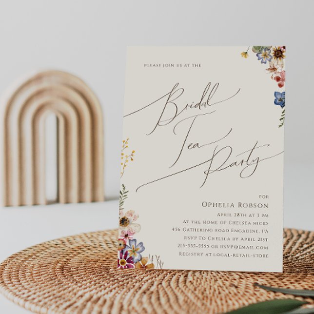 Colourful Wildflower Beige Garden Bridal Tea Party Invitation (Creator Uploaded)