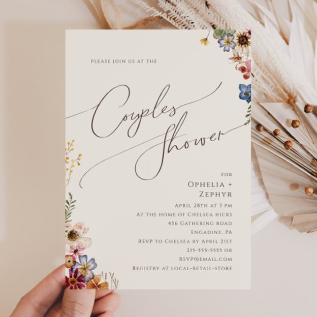 Colourful Wildflower | Beige Garden Couples Shower Invitation (Creator Uploaded)