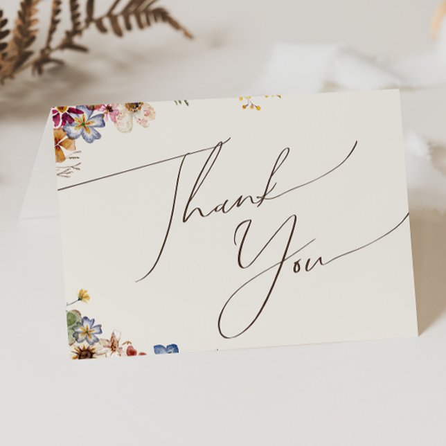 Colourful Wildflower | Beige Garden Folded Thank You Card (Creator Uploaded)