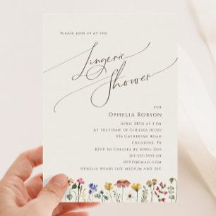 Colourful Wildflower Beige Lingerie Shower Invitation