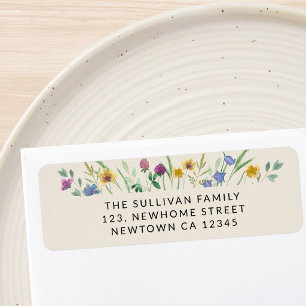 Colourful Wildflower Beige Return Address