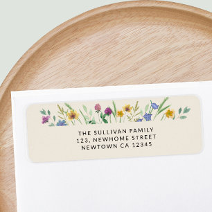 Colourful Wildflower Beige Return Address