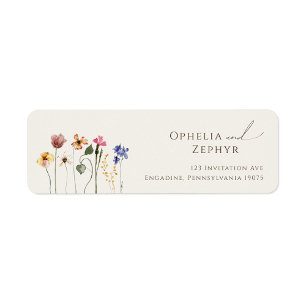 Colourful Wildflower   Beige Return Address Label