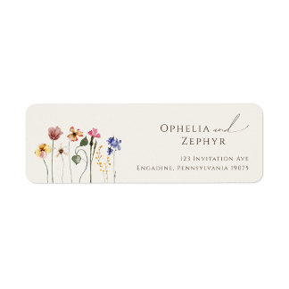 Colourful Wildflower | Beige Return Address Label