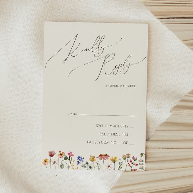 Colourful Wildflower | Beige RSVP Card (Creator Uploaded)