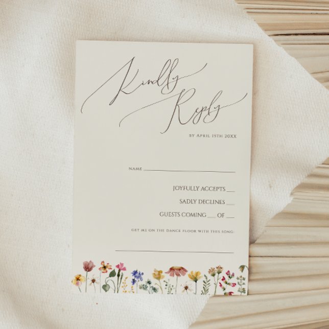 Colourful Wildflower | Beige Song Request RSVP Card (Creator Uploaded)
