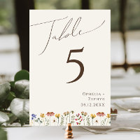 Colourful Wildflower | Beige Table Number