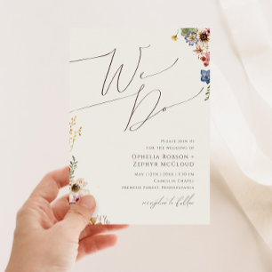 Colourful Wildflower   Beige We Do Wedding Invitation