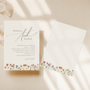 Colourful Wildflower Beige Wedding Invitation