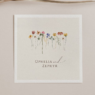 Colourful Wildflower   Beige Wedding Napkins