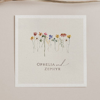 Colourful Wildflower | Beige Wedding Napkins