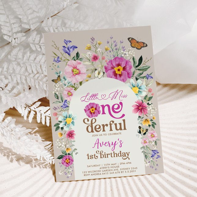 Colourful Wildflower Birthday Miss ONEderful Party Invitation (Creator Uploaded)
