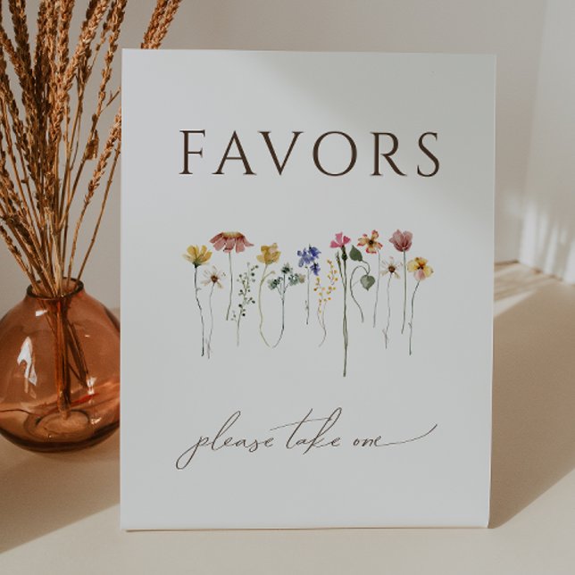 Colourful Wildflower Birthday Party Favours Pedestal Sign (Creator Uploaded)