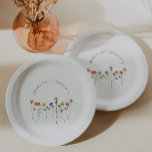Colourful Wildflower Birthday Party Paper Plate<br><div class="desc">These colourful wildflower birthday party paper plates are perfect for your simple, whimsical boho rainbow summer party. The bright, enchanted pink, yellow, orange, and gold colour florals give this product the feel of a minimalist elegant vintage hippie spring garden. The modern design is artsy and delicate, portraying a classic earthy...</div>