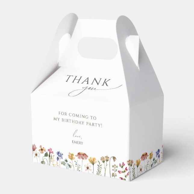 Colourful Wildflower Birthday Thank You Favour Box (Front Side)