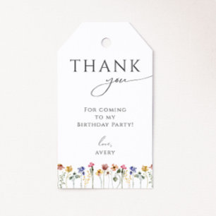 Colourful Wildflower Birthday Thank You Favour Tag