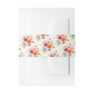 Colourful Wildflower Bloom Whimsical Garden Weddin Invitation Belly Band