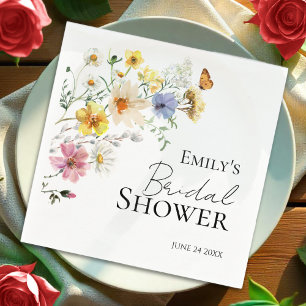 Colourful Wildflower Boho Bridal Shower Napkins