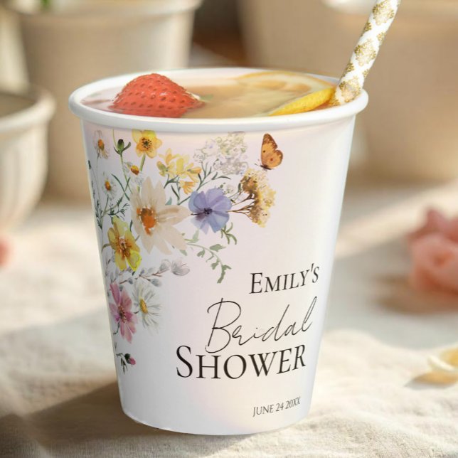 Colourful Wildflower Boho Bridal Shower Paper Cups (Creator Uploaded)