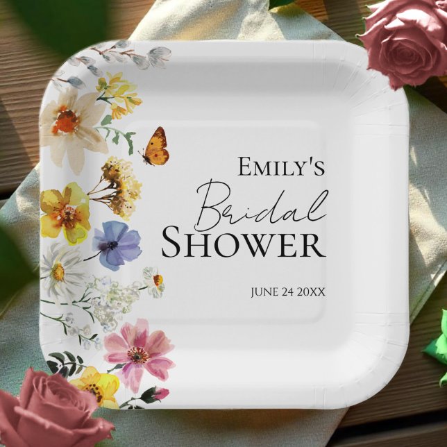 Colourful Wildflower Boho Bridal Shower Paper Plate (Creator Uploaded)