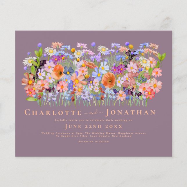 Colourful Wildflower Boho Budget Wedding Flyer (Front)