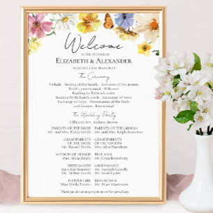 Colourful Wildflower   Boho Ceremony Program Sign