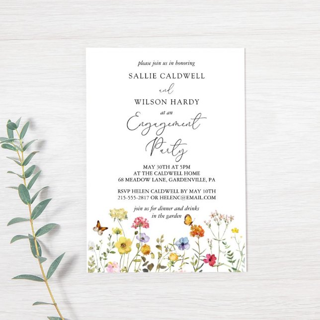 Colourful Wildflower Boho Garden Engagement Party Invitation (Creator Uploaded)