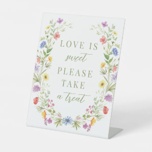 Colourful wildflower boho wedding cards and gifts pedestal sign