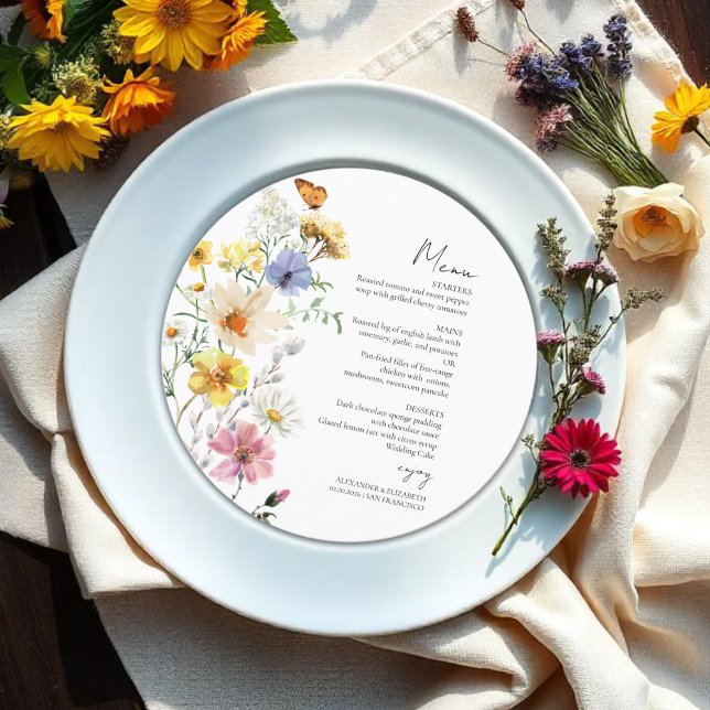 Colourful Wildflower | Boho Wedding Menu Card (Creator Uploaded)