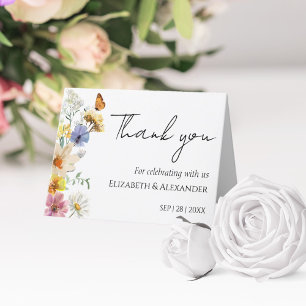 Colourful Wildflower   Boho Wedding Thank You Card