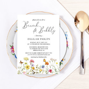 Colourful Wildflower Botanical Brunch & Bubbly Invitation
