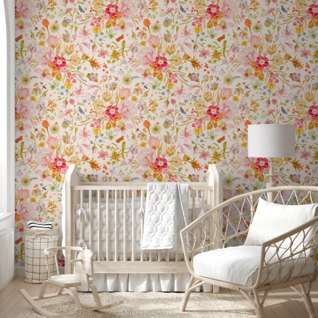 Colourful Wildflower Botanical  Wallpaper (Kids)