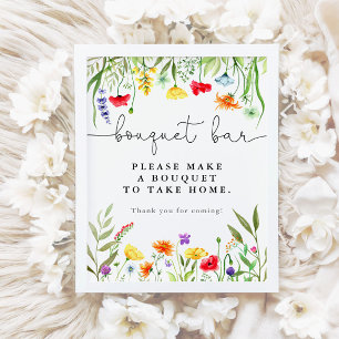 Colourful Wildflower bouquet bar flower bar sign