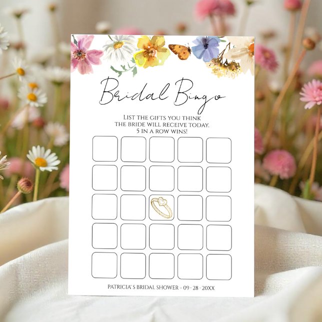 Colourful Wildflower bridal shower bingo game card (Creator Uploaded)