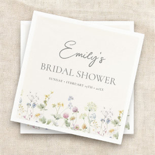 Colourful Wildflower Bridal Shower Brunch  Napkin