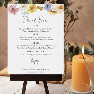 Colourful Wildflower Bridal Shower Drinks Menu Sig Poster