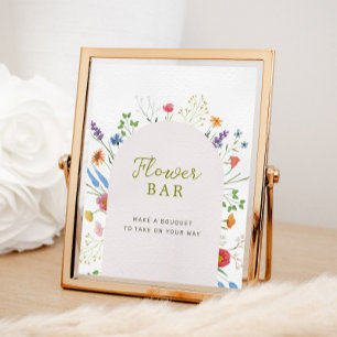 Colourful Wildflower Bridal Shower Flower Bar Sign
