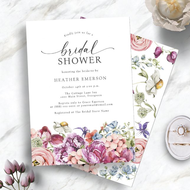 Colourful Wildflower Bridal Shower Invitation (Elegant Colorful Wildflower Bridal Shower Invitation by Painted Paperie
)