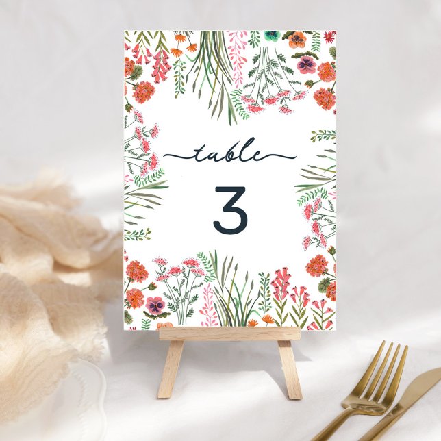 Colourful Wildflower Bridal Shower Table Number (Colorful Wildflower Bridal Shower Table Number)